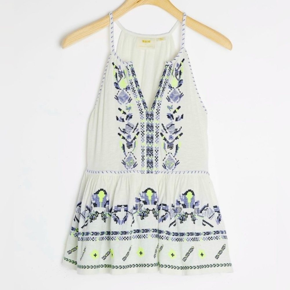 NEW Anthropologie Maeve Neela Embroidered Babydoll Top Sz XS - Picture 4 of 10